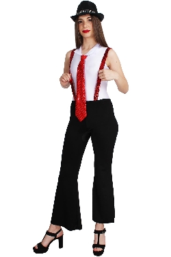 COSTUME BODY E PANTALONE CON BRETELLE GANGSTER